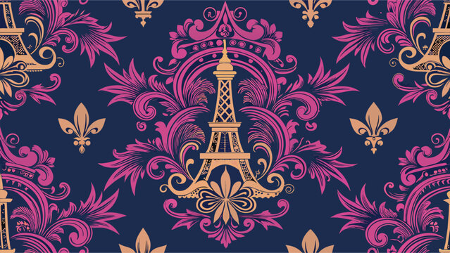 abstract floral background, classic, paris, french, illustration
