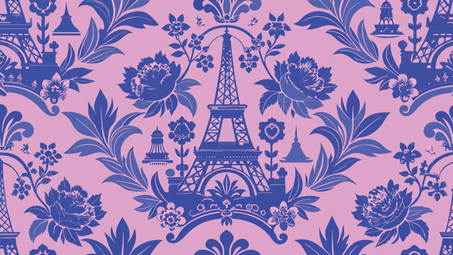 floral french background, floral seamless pattern, illustration 
