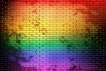 Black Pride Brick Wall With a Rainbow Flag On It