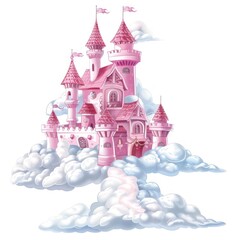 Cartoon princess castle architecture building fortress.