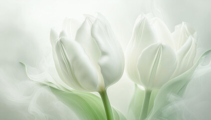 Fiori macro, tulipani bianchi, astrazione