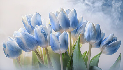 Bouquet di fiori di tulipani blu. Sfondo floreale, decorazione