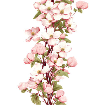pink dogwood flowers on white background clip art preview