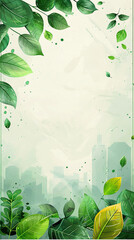 background in green with text space in the centre and green leave frame