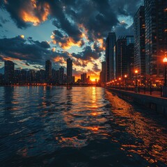 city skyline at night