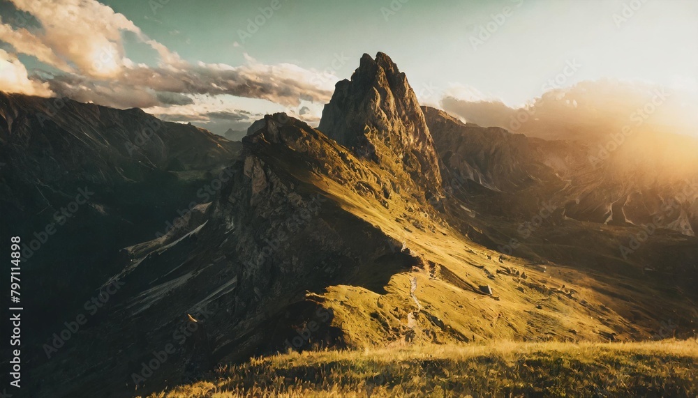 Poster landscape photography of mountain and mountain slope