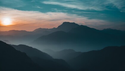 Obraz premium sunrise in mountains wallpaper background