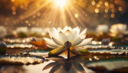 luminous lotus flower with a sunburst fitting for meditation guides and vesak spiritual themes