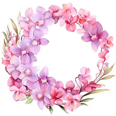 Orchid corner border. Watercolor botanical banner for the design of invitations, cards, congratulations, announcements, sales, stationery, sharp outline