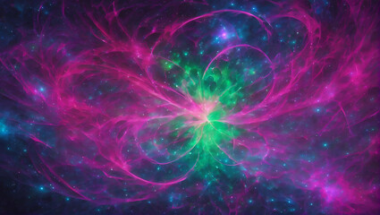 Obraz premium Visuals of neon-colored substances blending and morphing in cosmic patterns, with vibrant hues like neon pink, electric blue, radioactive green, and pulsating purple against a backdrop ULTRA HD 8K