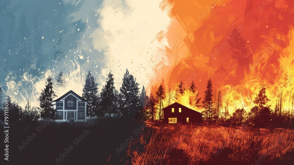 Poster a graphic showing the four stages of a wildfire and how quickly it can spread. the poster emphasizes