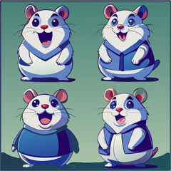Fototapeta premium Cute cartoon hamster characters with different poses. Set of hamsters. SVG version. 