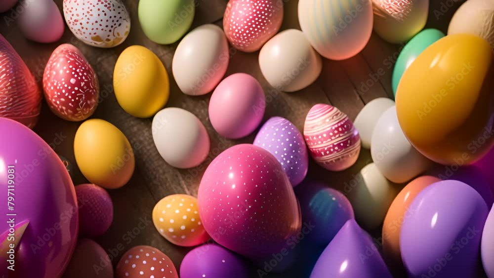 Aufkleber assorted colored eggs arranged on table generative ai