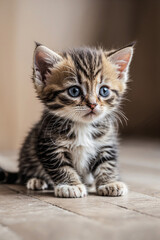 Close-Up Photo of an Adorable Kitten: A Perfect Wall Art Picture Capturing the Cuteness of Kittens.