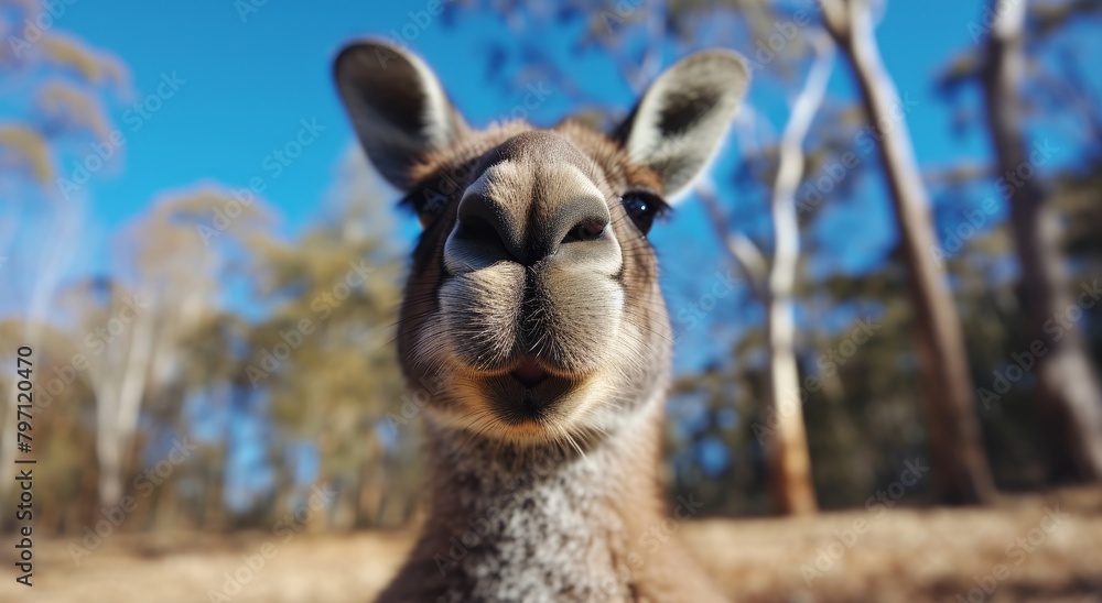 Poster Close-up of a Kangaroo in a Natural Setting