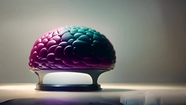 Blue and Pink Brain on Table Generative AI