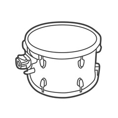 Vector linear icon of tom-toms in various sizes. Black and white illustration in line art style, depicting different musical drums.