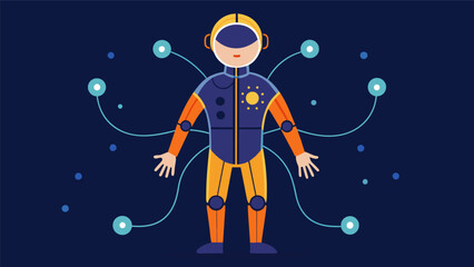 Naklejka premium A sensory suit that mimics the physical sensations of another person providing a deeper understanding of their experiences..