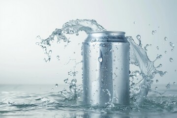 Aluminum can mockup. Background with selective focus and copy space for text