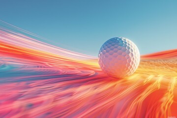 A golf ball is on a grassy field with a bright orange glow with trails of sparks surrounding it