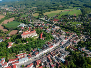 Aerial view on the land of Neulengbach city near the Vienna, Austria