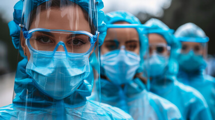 Frontline medical staff in full PPE gear ready to tackle healthcare challenges.