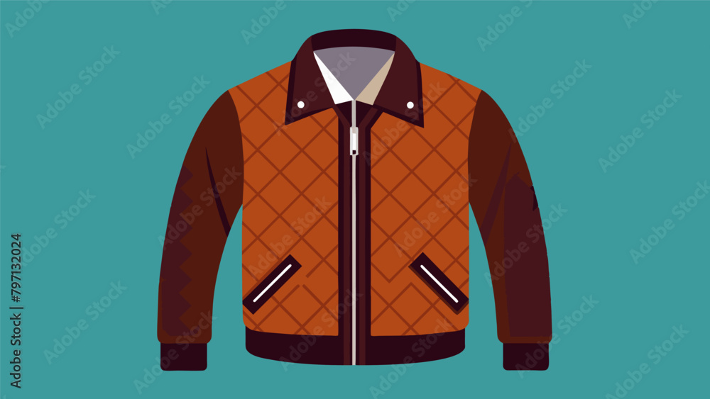 Poster a timeless leather jacket with intricate quilted detailing and a tailored fit adding a touch of luxu