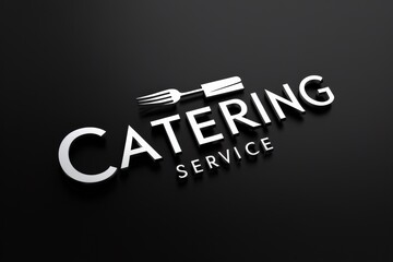 A logo for catering service with a fork and knife, AI