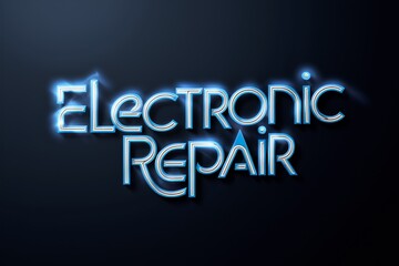 A blue neon sign that says electronic repair on it, AI