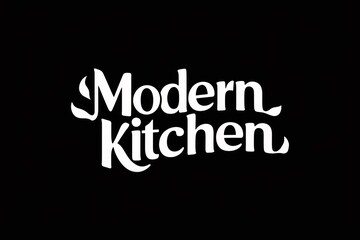 A black and white logo with the word modern kitchen, AI