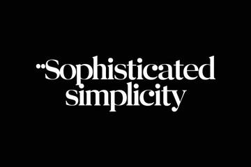 A black and white photo of the word sophisticated simplicity, AI