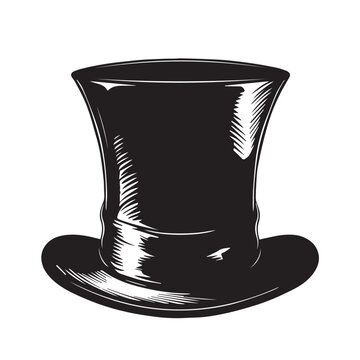 recommend clip art: Top Hat Vintage in cartoon, doodle style . Image for t-shirt, web, mobile apps and ui. Isolated 2d vector illustration in logo, icon, sketch style, Eps 10, black and white. AI Generative