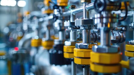 Fototapeta premium Close-up of industrial sensors monitoring production parameters in real-time, optimizing resource utilization and minimizing waste in manufacturing.
