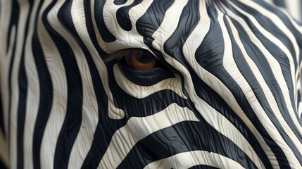 Abstract zebra stripes with human eye close-up