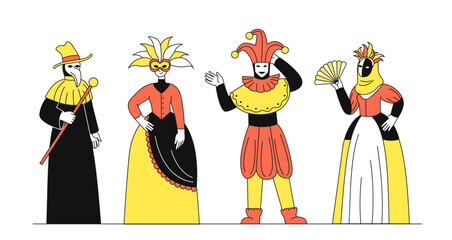 People with masquerade vector simple