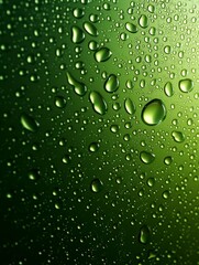 Close-up of water droplets on a green surface
