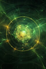 Fototapeta premium Abstract green and gold futuristic technology background