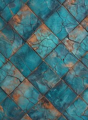 Abstract blue and copper textured tiles