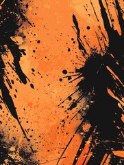 Vibrant Orange and Black Abstract Art - obrazy, fototapety, plakaty