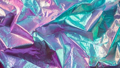 abstract holographic background in 80s 90s style modern bright neon colored crumpled metallic psychedelic holographic foil texture synthwave vaporwave psychedelic retro futurism syberpunk