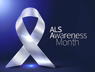 blue als awareness month ribbon, on deep blue background for health campaign