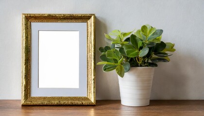 gold and white luxury minimalist modern portrait frame for mock ups displaying artwork or digital products in an elegant and contemporary style