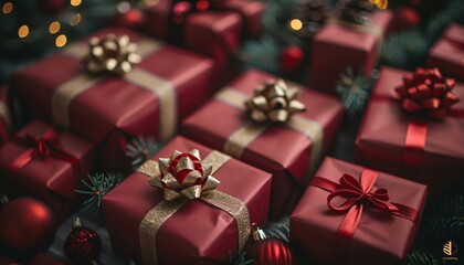 red gift box for Christmas celebration