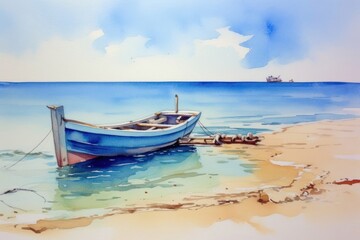 Seascape boat watercraft painting. - Powered by Adobe