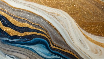 abstract liquid marble floor with golden brown and dark grey and dark blue colors top view acrylic...