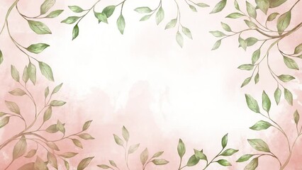 Watercolor leaves background and peonies flowers animation groing moving minimal decoration botanical ecological cosmetic wedding invitation spring summer plants