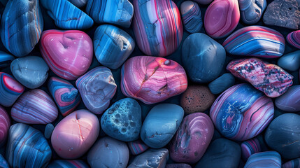 Artistic Assortment of Polished Stones, Heart and Harmony in Nature