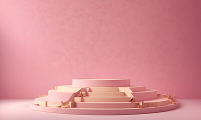 SHOWCASE PODIUM FOR PRODUCT PRESENTATION AT PASTEL COLOR BACKGROUND