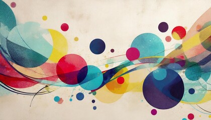 abstract modern art background style design with circles and spots in colorful blue yellow red and...