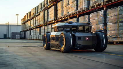 Futuristic Electric Cargo Vehicle, Innovation in Industrial Transport